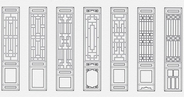 林州常用中式仿古花窗图案隔断设计图